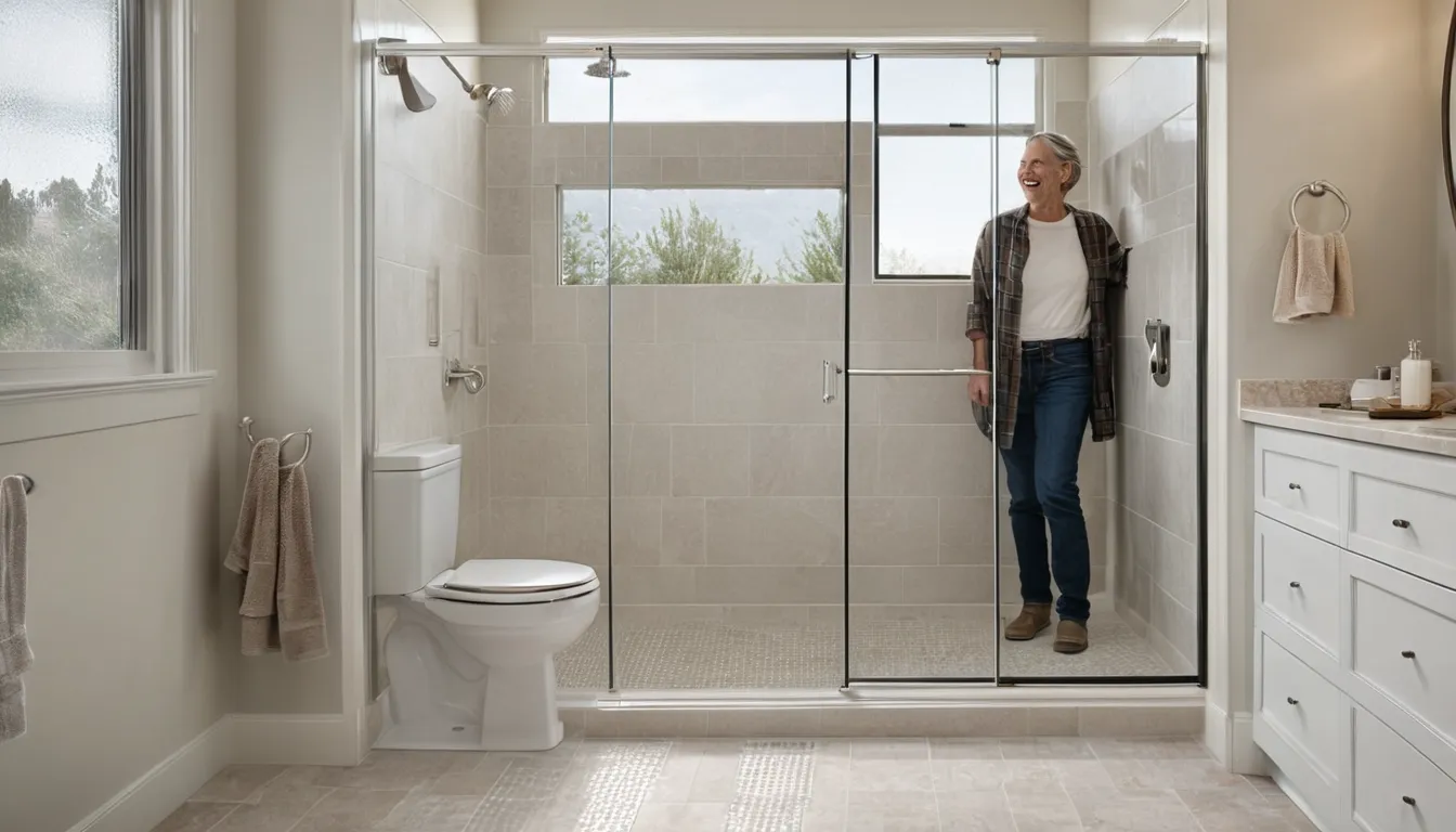 A bright, modern walk-in shower replacing an old tub in a South Fulton area home